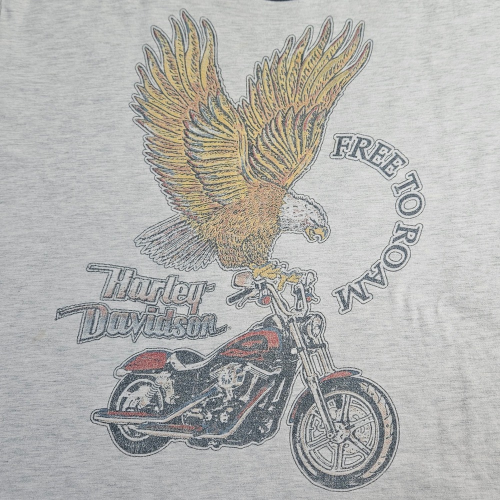 Women's Harley Davidson Free to Roam Eagle‎ Motorcycle Ringer T-Shirt Size 2XL - Picture 2 of 9